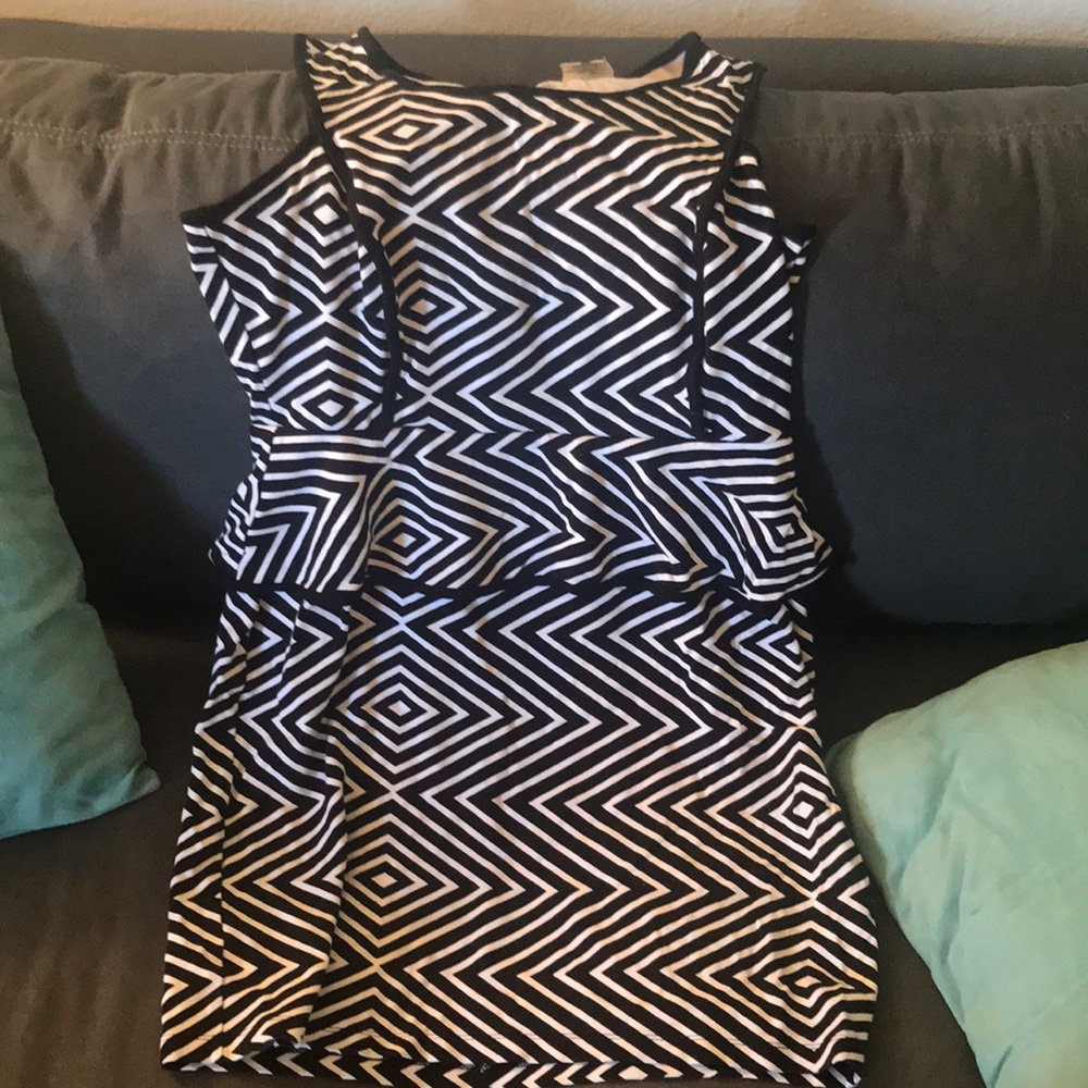 Black and white striped mini dress